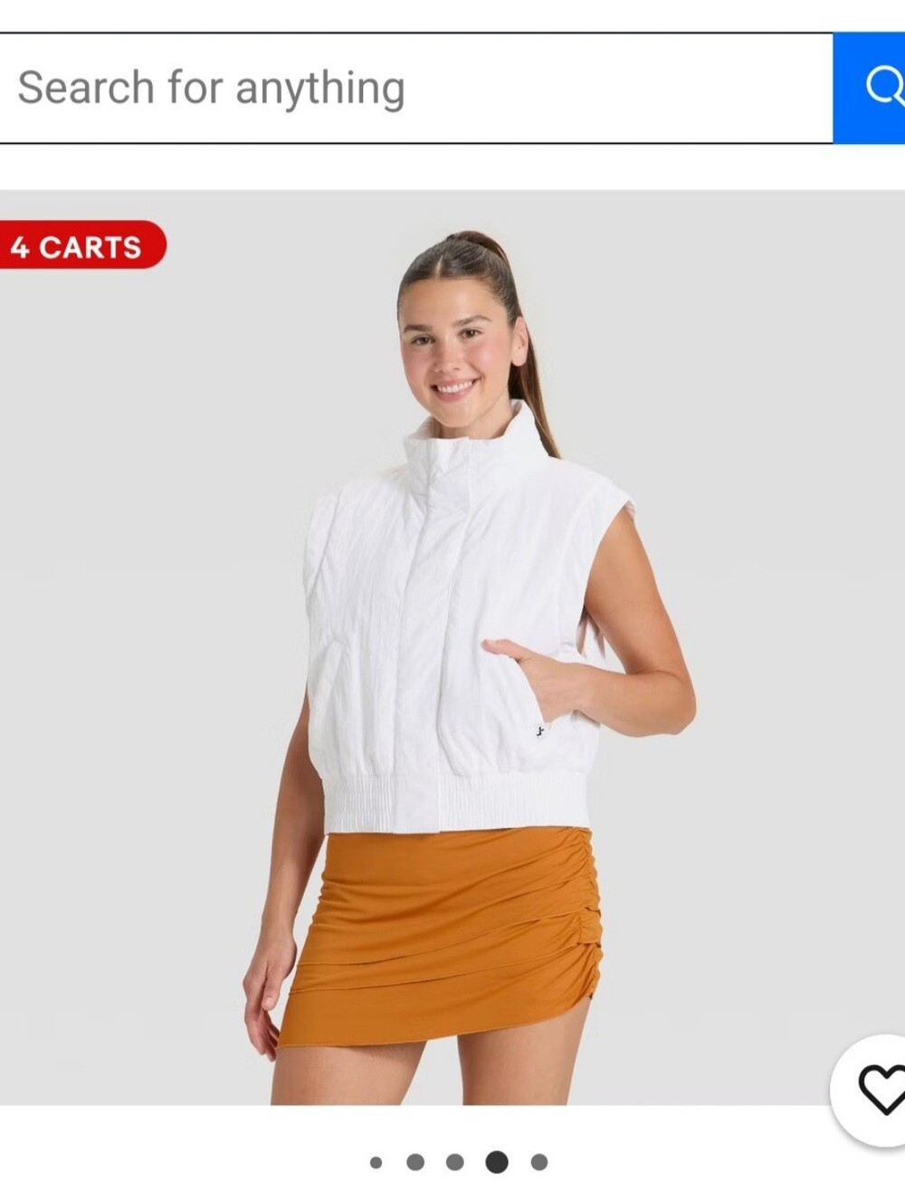 New Women's Cropped Fit White Puffer Vest Size Small